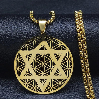 Tetragrammaton Yahweh Hebrew Stainless Steel Necklace h-60cm-box-gd by HitMyNeed