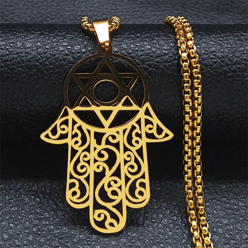 Tetragrammaton Yahweh Hebrew Stainless Steel Necklace k-60cm-box-gd by HitMyNeed