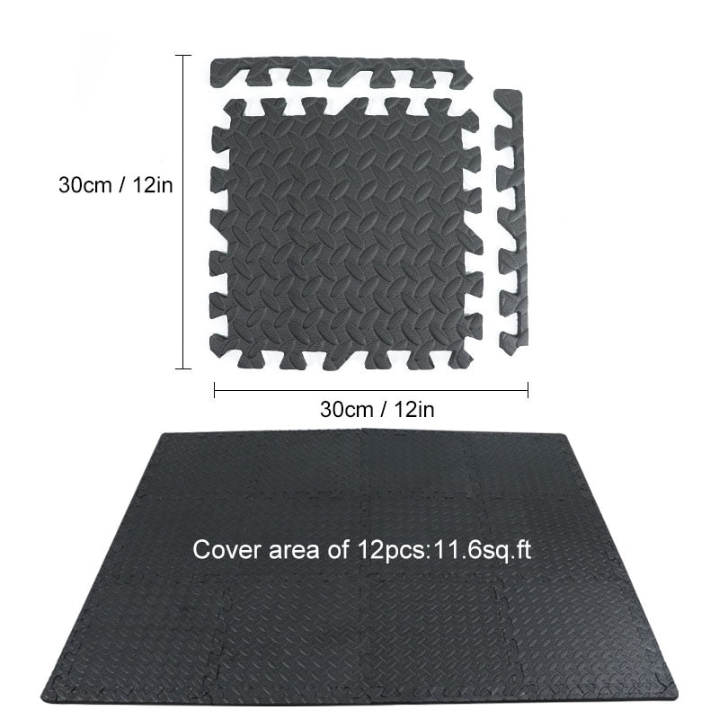 Textured Non-Slip Gym Puzzle Mat Set (12 pcs) by HitMyNeed