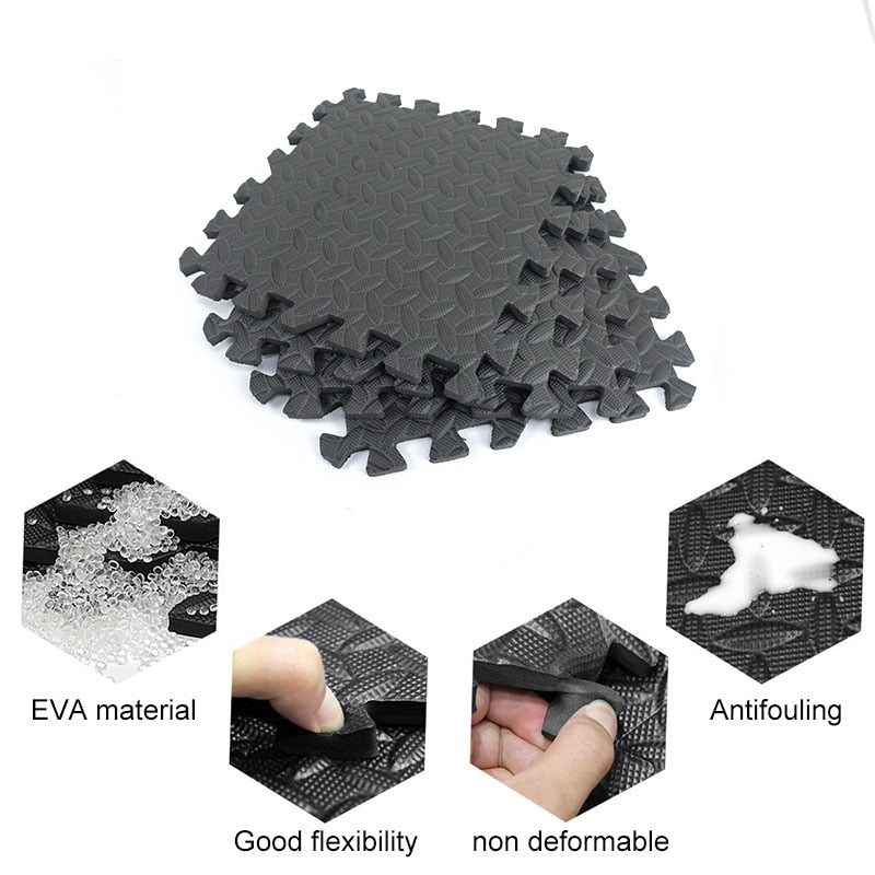 Textured Non-Slip Gym Puzzle Mat Set (12 pcs) by HitMyNeed