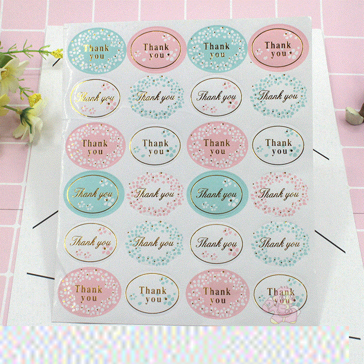 Thank You Stickers Labels, Oval, 120 Pieces by HitMyNeed