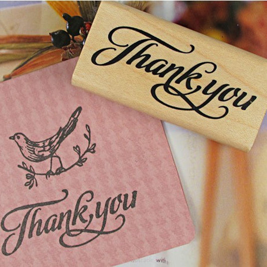 Thank You Wooden Rubber Stamp 6 x 3 cm by HitMyNeed