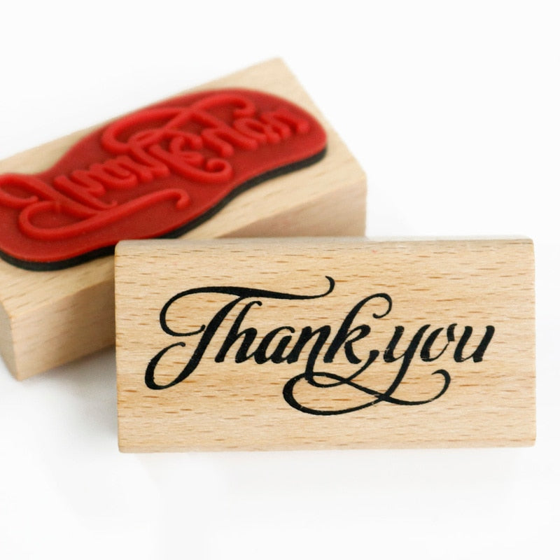Thank You Wooden Rubber Stamp 6 x 3 cm by HitMyNeed
