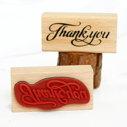 Thank You Wooden Rubber Stamp 6 x 3 cm by HitMyNeed