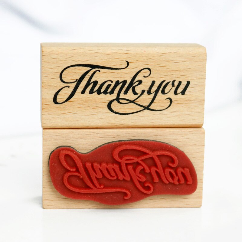 Thank You Wooden Rubber Stamp 6 x 3 cm by HitMyNeed