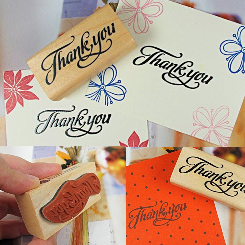 Thank You Wooden Rubber Stamp 6 x 3 cm by HitMyNeed