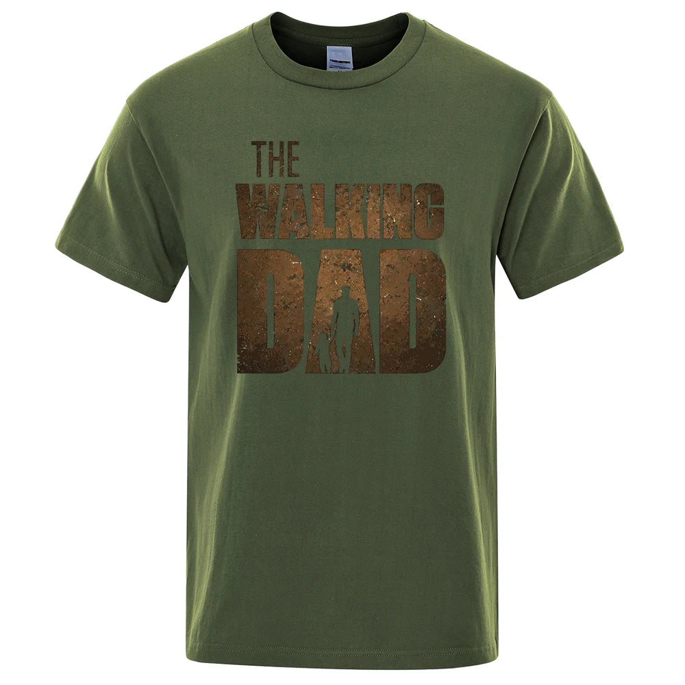 The Walking Dad Funny Cotton T-Shirt for Fathers dark-green xxxl by HitMyNeed