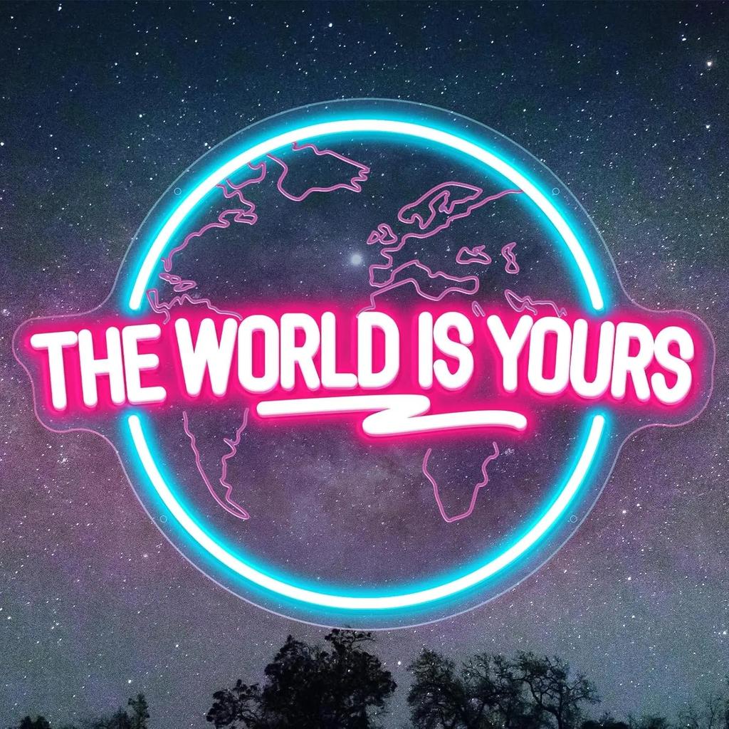 The World Is Yours Planet LED Neon Wall Sign a by HitMyNeed