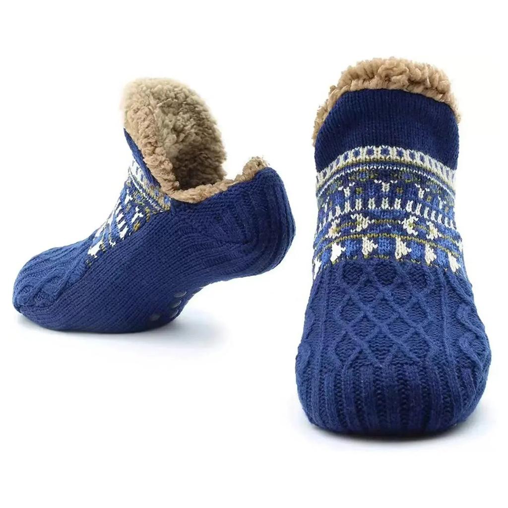 Thermal Fluffy Non-Slip Slipper Socks for Men & Women blue 43-45-28cm by HitMyNeed