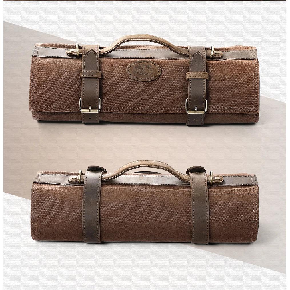 Thickened Canvas Roll Chef Knife Bag with 12 Slots by HitMyNeed