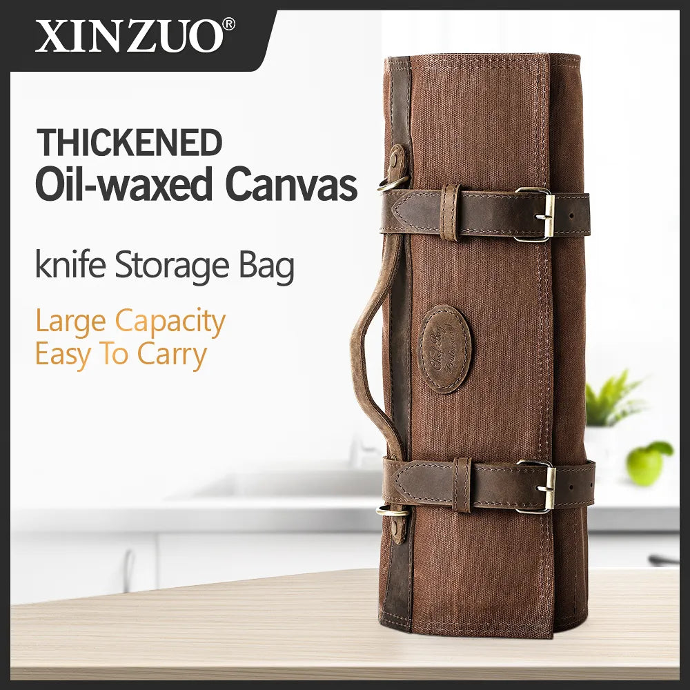 Thickened Canvas Roll Chef Knife Bag with 12 Slots by HitMyNeed