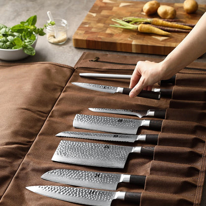 Thickened Canvas Roll Chef Knife Bag with 12 Slots by HitMyNeed