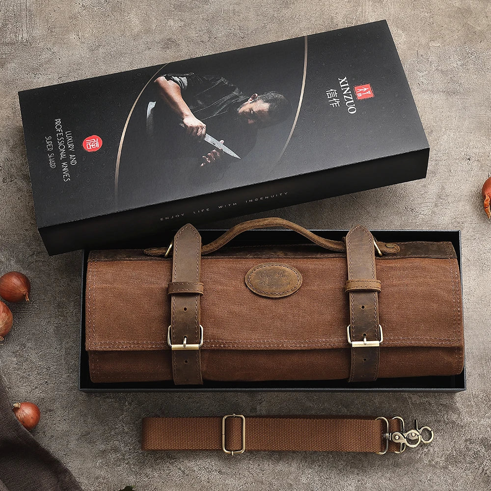 Thickened Canvas Roll Chef Knife Bag with 12 Slots by HitMyNeed