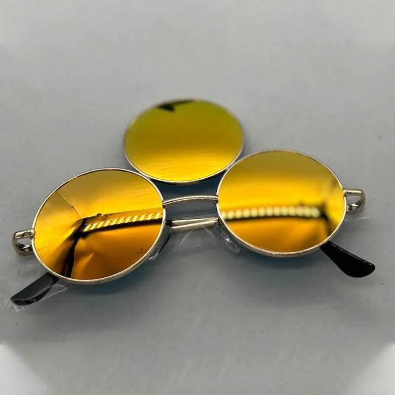 Third Eye Round Mirrored Sunglasses UV400 gold by HitMyNeed