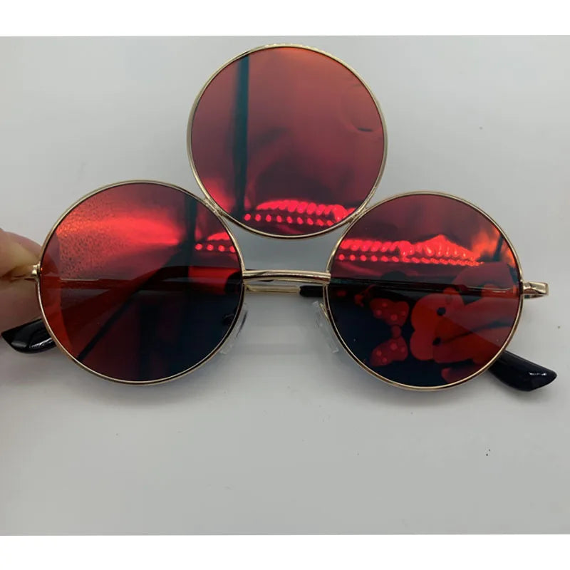 Third Eye Round Mirrored Sunglasses UV400 wine-red by HitMyNeed