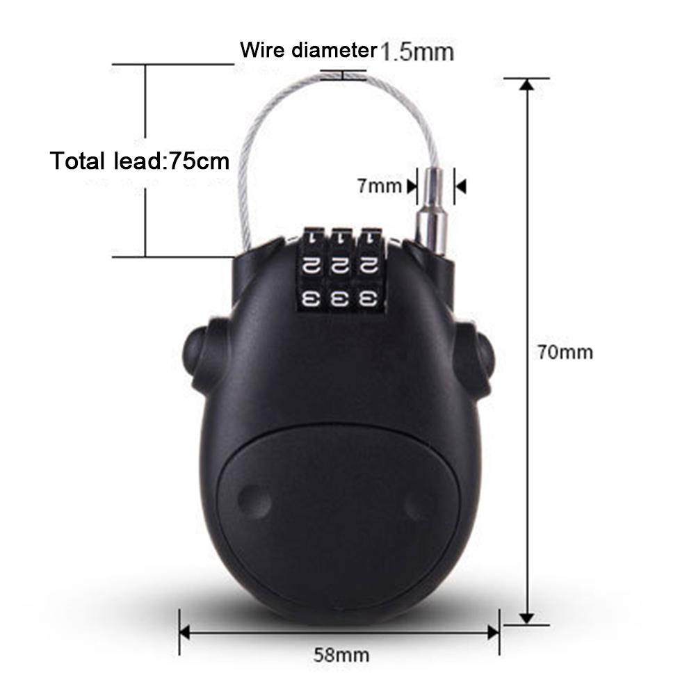 Three Digit Helmet Lock Cable with Combination Code by HitMyNeed
