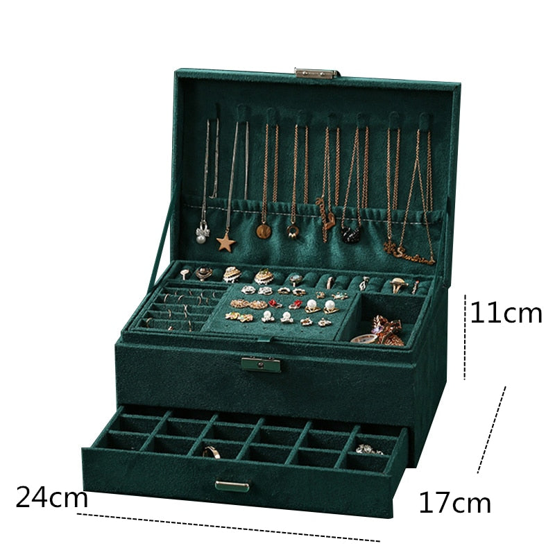 Three Layer Large Velvet Jewelry Organizer Box by HitMyNeed