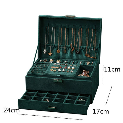 Three Layer Large Velvet Jewelry Organizer Box by HitMyNeed
