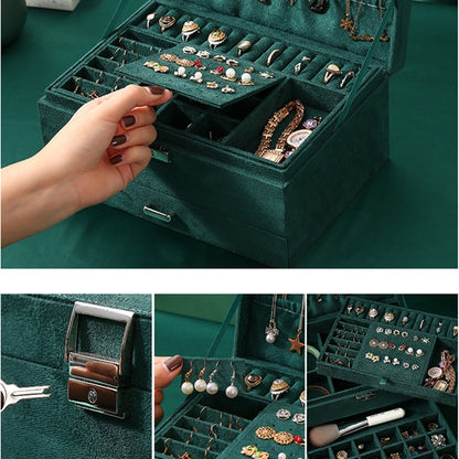 Three Layer Large Velvet Jewelry Organizer Box by HitMyNeed