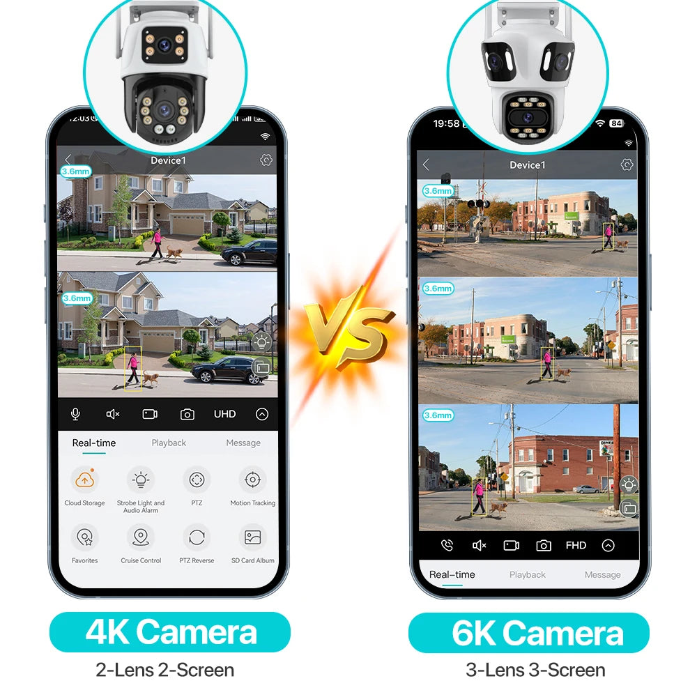 Three Lens 6K PTZ Outdoor WiFi Security Camera by HitMyNeed