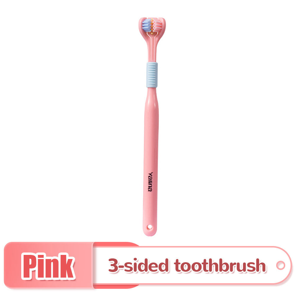 Three-Sided Ultra Soft Adult Toothbrush pink by HitMyNeed
