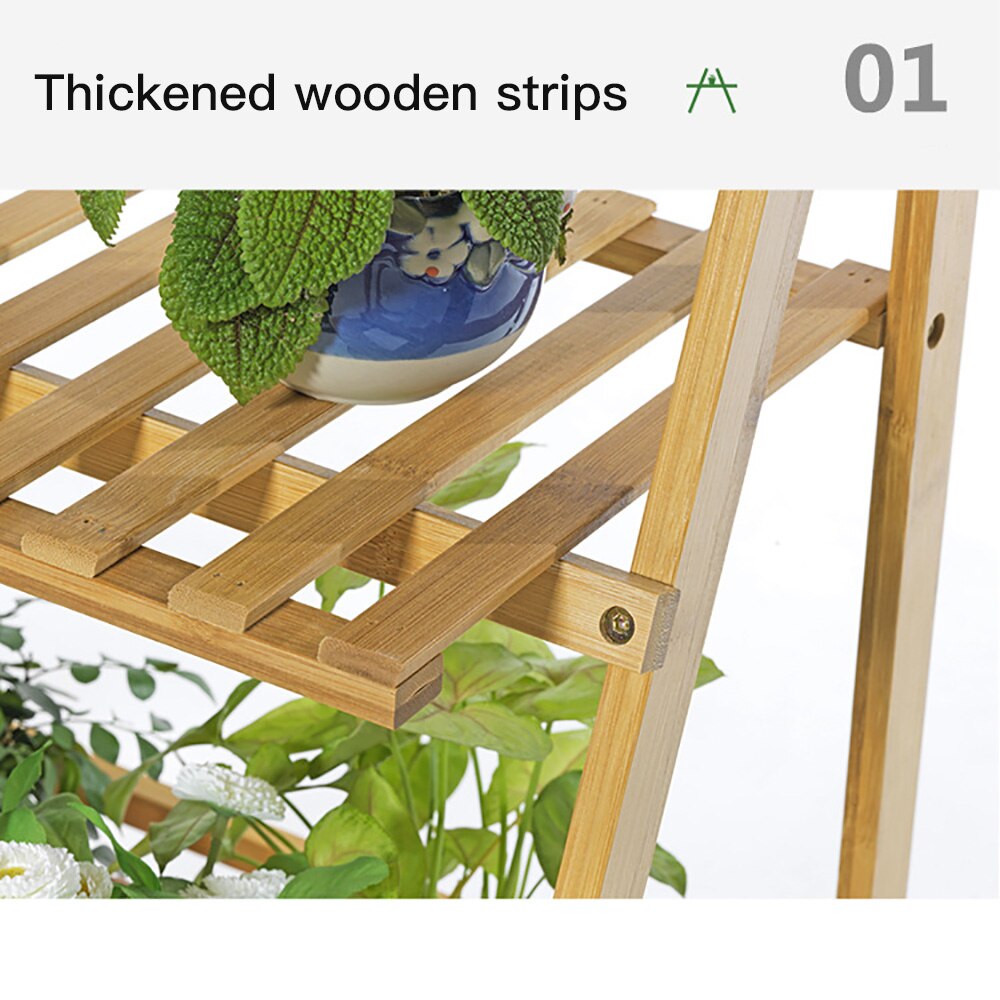 Three Tier Bamboo Plant Rack with Hanging Rod by HitMyNeed