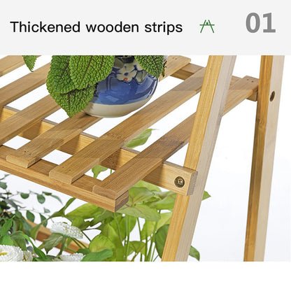 Three Tier Bamboo Plant Rack with Hanging Rod by HitMyNeed