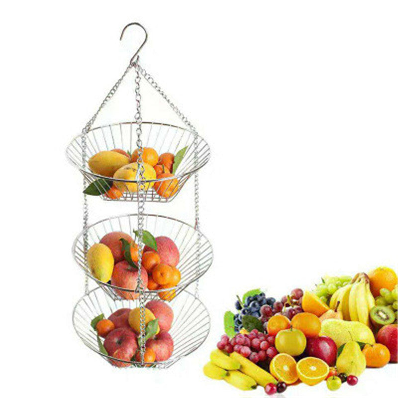 Three-Tier Hanging Vegetable Basket Stainless Steel by HitMyNeed