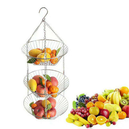Three-Tier Hanging Vegetable Basket Stainless Steel by HitMyNeed