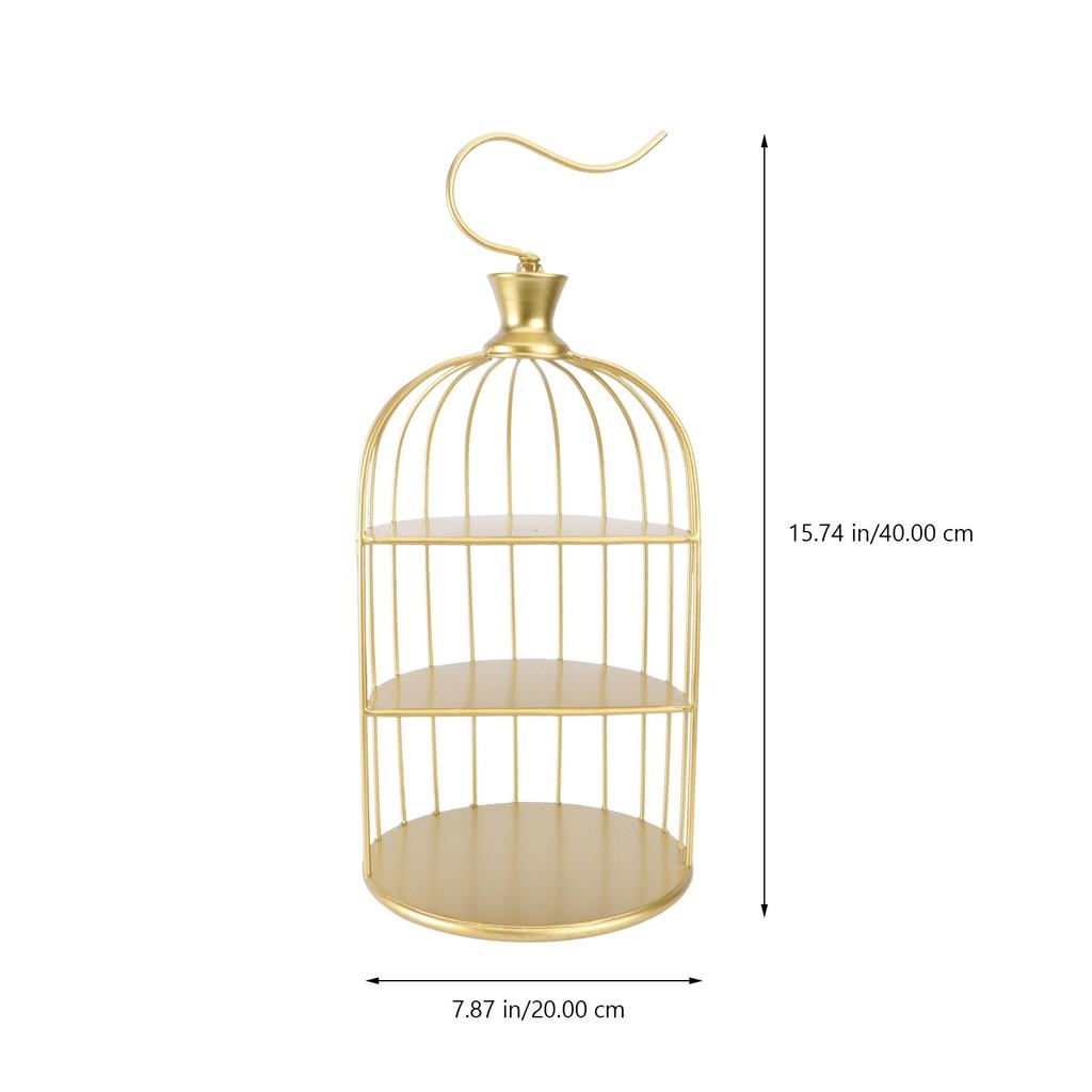 Three-Tier Iron Bird Cage Cake Stand, Gold by HitMyNeed