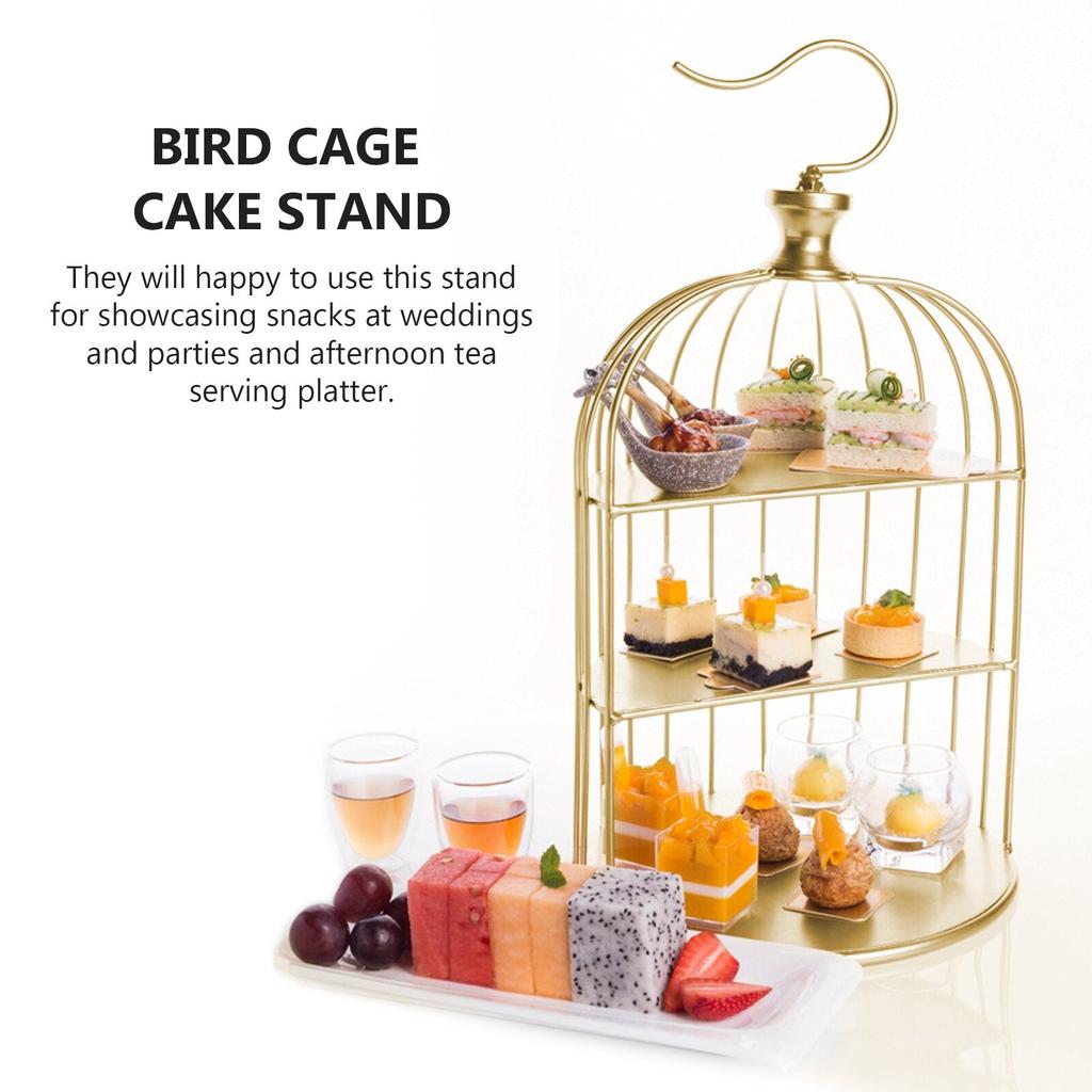 Three-Tier Iron Bird Cage Cake Stand, Gold by HitMyNeed