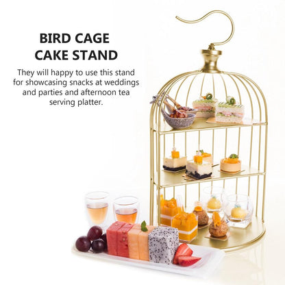 Three-Tier Iron Bird Cage Cake Stand, Gold by HitMyNeed