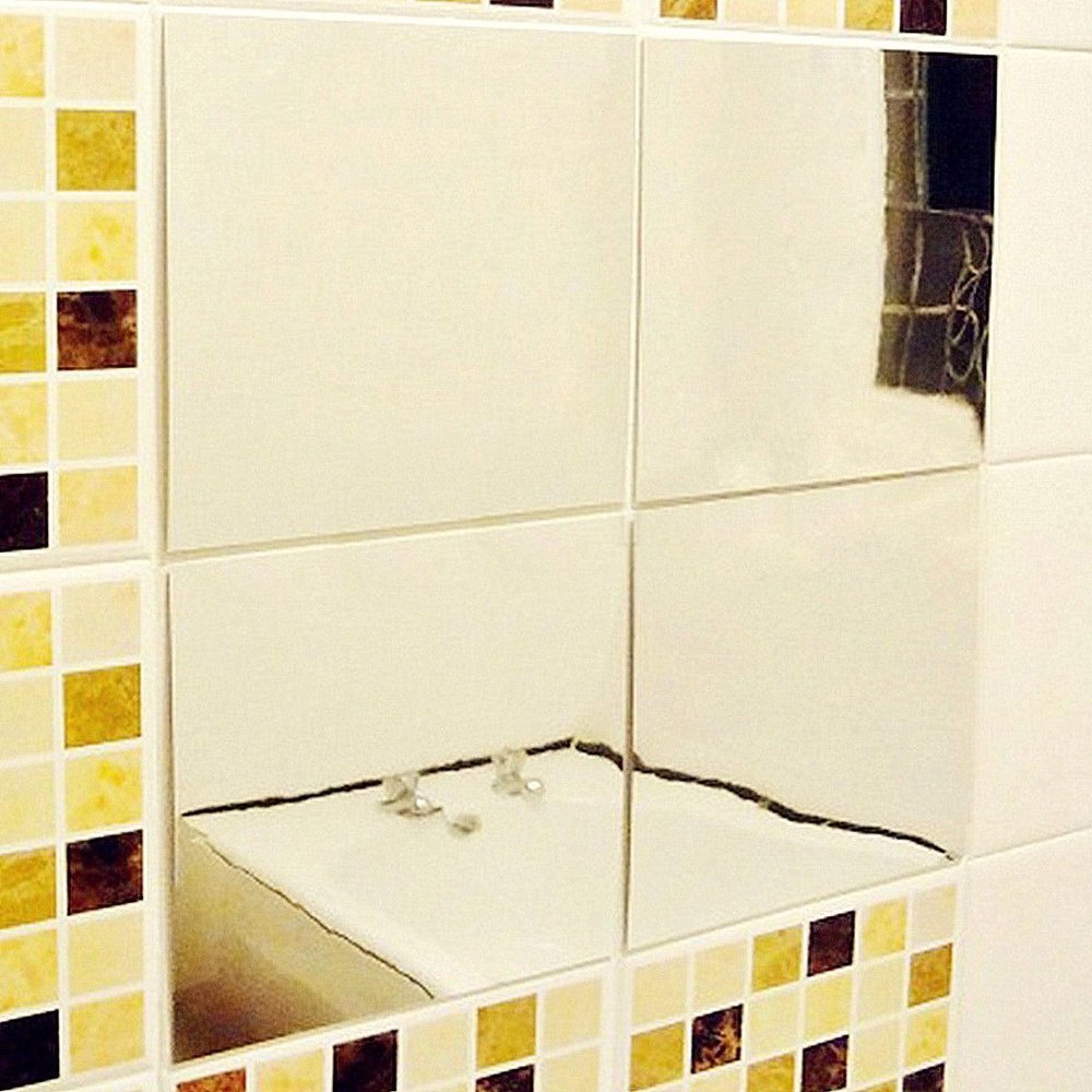 Tiles Wall Mirror Stickers Set of 16 - 15 x 15 cm by HitMyNeed