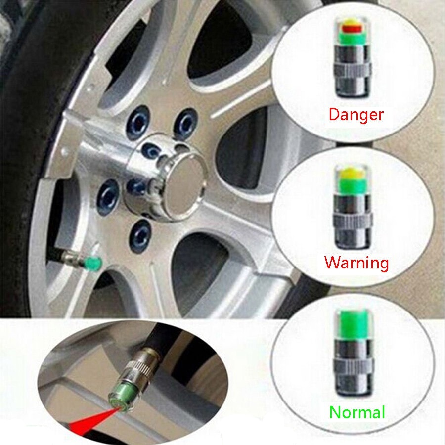 Tire Valve Cap Smart Pressure Indicators (Set of 4) by HitMyNeed