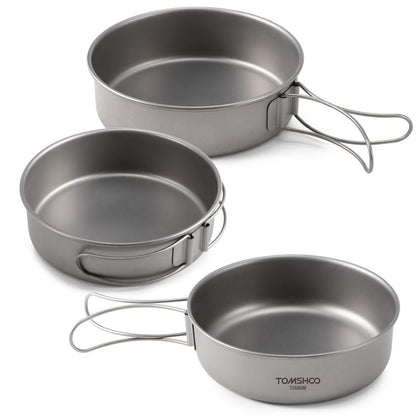 Titanium Camping Bowl Set with Folding Handles (3pcs) by HitMyNeed