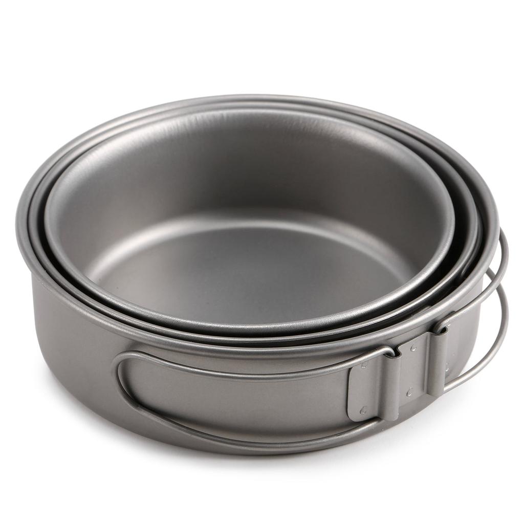 Titanium Camping Bowl Set with Folding Handles (3pcs) by HitMyNeed