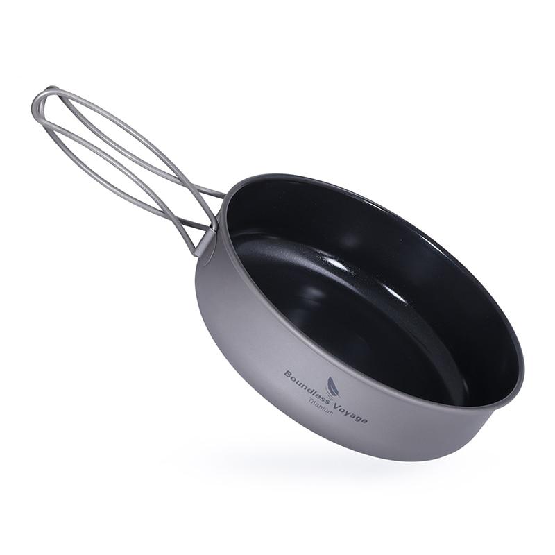 Titanium Camping Frying Pan with Folding Handle 150mm by HitMyNeed