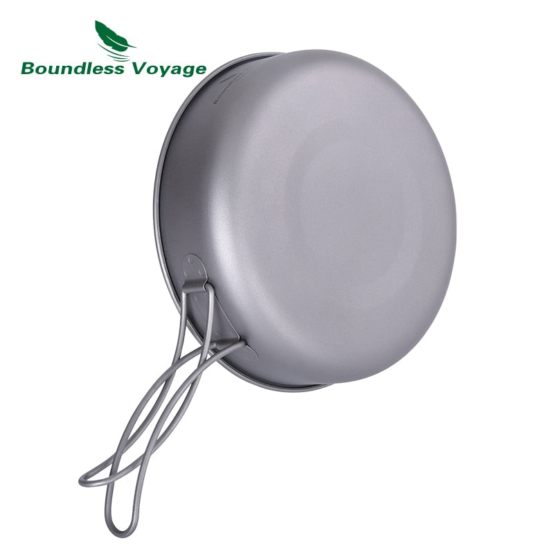 Titanium Camping Frying Pan with Folding Handle 150mm by HitMyNeed