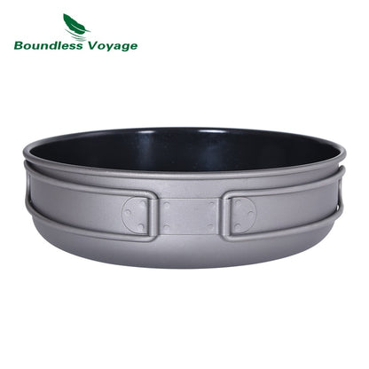 Titanium Camping Frying Pan with Folding Handle 150mm by HitMyNeed