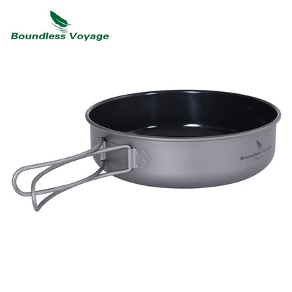 Titanium Camping Frying Pan with Folding Handle 150mm by HitMyNeed