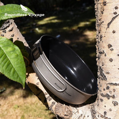 Titanium Camping Frying Pan with Folding Handle 150mm by HitMyNeed