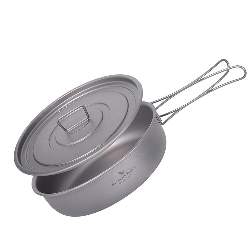 Titanium Camping Frying Pan with Lid, 1000ml by HitMyNeed