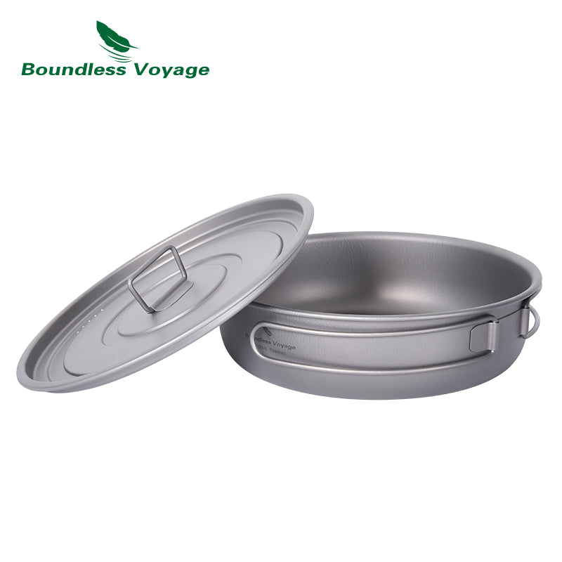 Titanium Camping Frying Pan with Lid, 1000ml by HitMyNeed