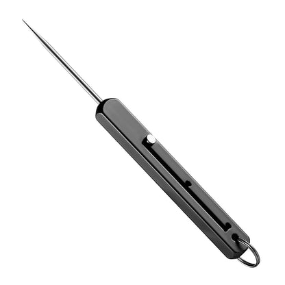 Titanium EDC Retractable Toothpick Keychain black by HitMyNeed