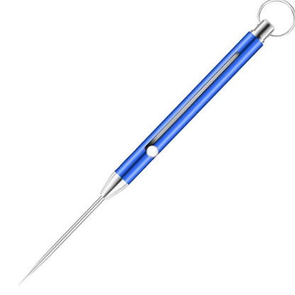 Titanium EDC Retractable Toothpick Keychain blue-865 by HitMyNeed