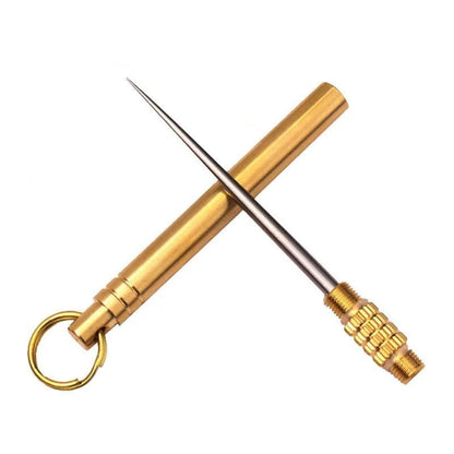 Titanium EDC Retractable Toothpick Keychain brass-toothpick by HitMyNeed
