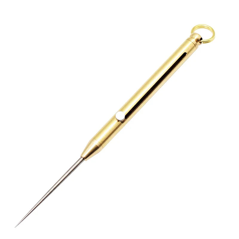 Titanium EDC Retractable Toothpick Keychain gold-29 by HitMyNeed