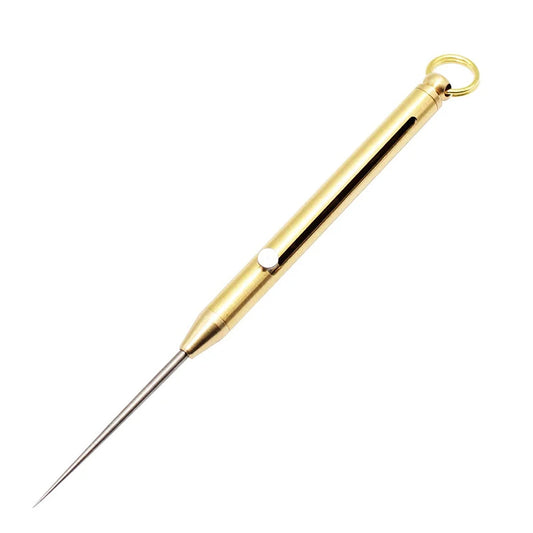 Titanium EDC Retractable Toothpick Keychain gold-29 by HitMyNeed