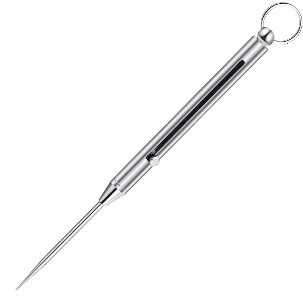 Titanium EDC Retractable Toothpick Keychain sliver-1052 by HitMyNeed