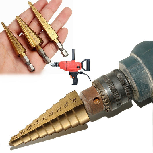Titanium Step Drill Bit Set of 3 with Hex Shank by HitMyNeed